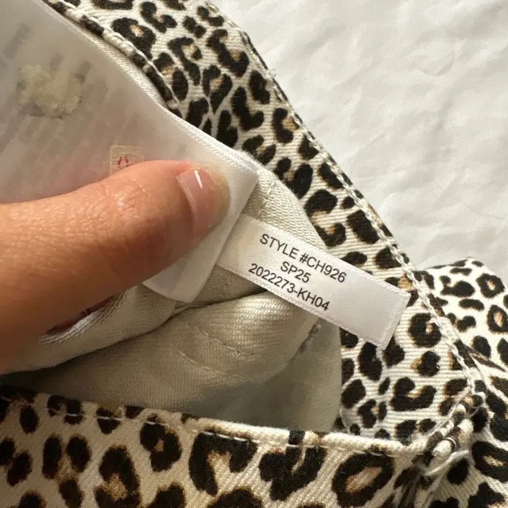 J.Crew Womens 33 High Rise Kickout Jeans Sailor Pockets Leopard Print Maximalist